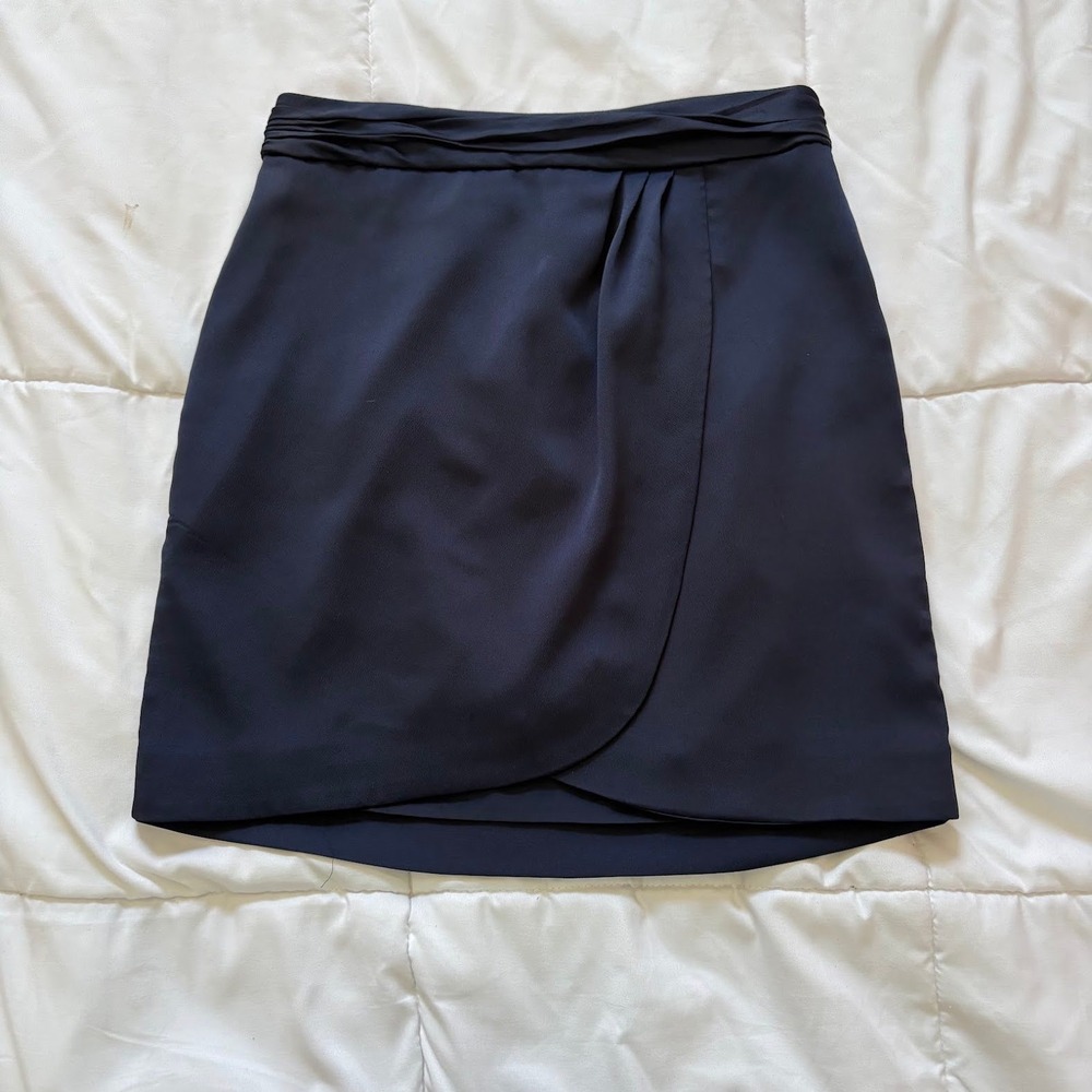 Banana Republic Navy Blue Faux Wrap Mini Skirt Draped 2 Soft Power Heritage Prep